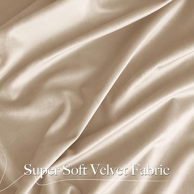NICETOWN Beige Velvet Curtains 144" Length - Image 2