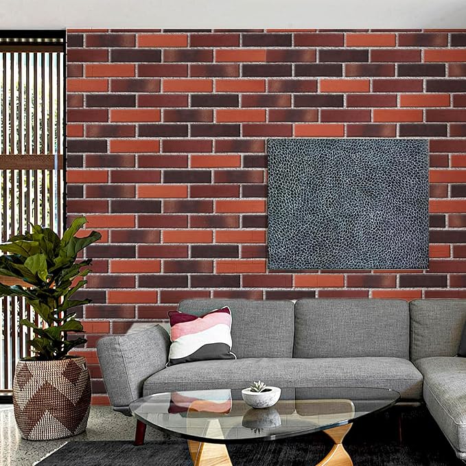 76pcs Red Thin Brick Veneers, Curlable Red Brick Tiles, DIY Accent Walls - Image 4