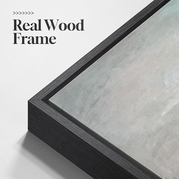 Framed Abstract Lake Landscape Wall Art, Modern Neutral Canvas Prints Artwork - Image 5