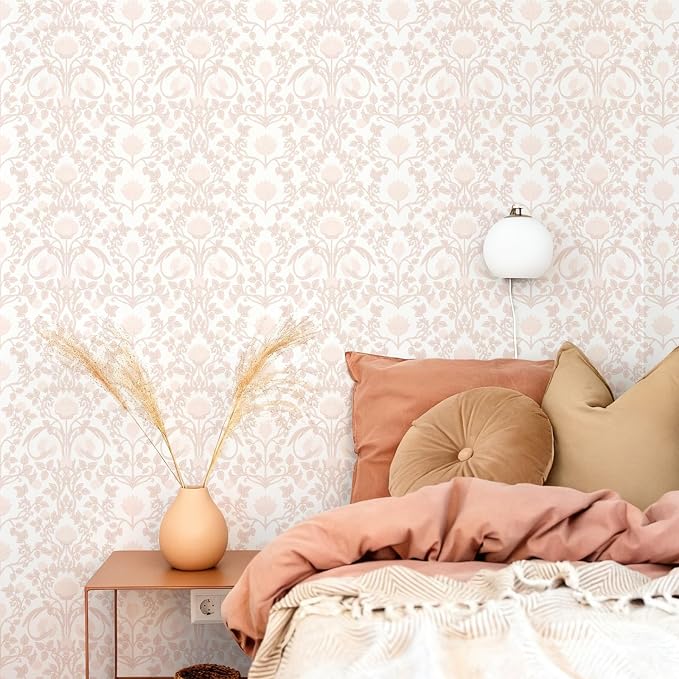 YXTII 17.3"×78.7" Pink Peel and Stick Wallpaper, Floral Wallpaper - Image 4