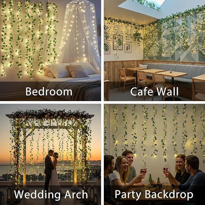 suddus 200 LED Vine with Light Plug in, 6.5ft x 6.5ft Pothos Fairy Curtain - Image 6