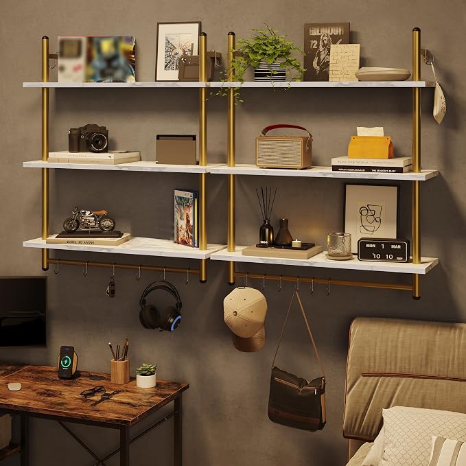 Bestier 31" Industrial Pipe Shelving, Floating Kitchen Wall Shelves 3 Tier - Image 7