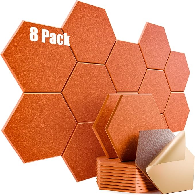 8 Pack Self-Adhesive Acoustic Panels 12" X 10" X 0.4" by Dailycooper