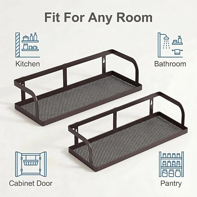 PUSDON 2-Pack 16.5" Extra Long Slim Hollowout Shower Caddy, Wall Mount Spice - Image 6