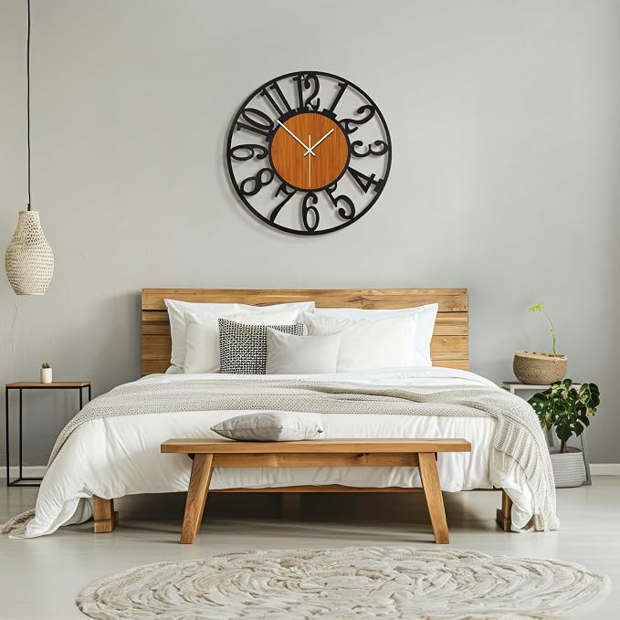 Maxstar Round Wall Clock for Living Room Decor Battery Operated Non Ticking - Image 8