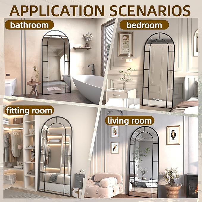 Arched Full Length Mirror, Oversized Floor Length Standing Mirrors, Large Body - Image 8