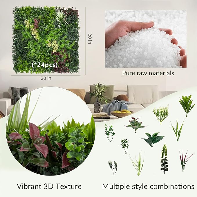 Artificial Grass Wall Boxwood Plant Panel: 20"x20" UV Resistant Green Leaves - Image 2