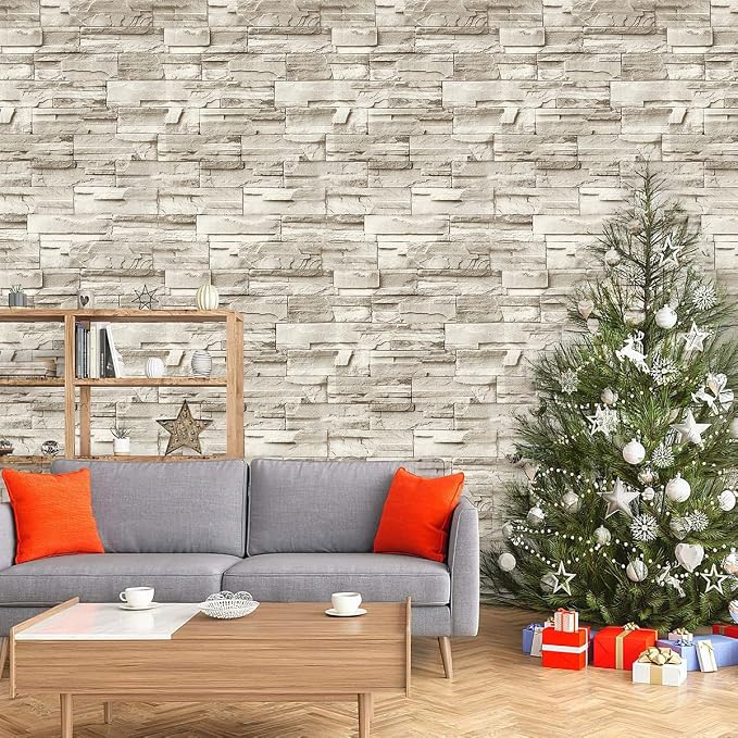 Jeweluck Stone Wallpaper Peel and Stick Brick Wallpaper 17.7”×393.7” Brick - Image 8