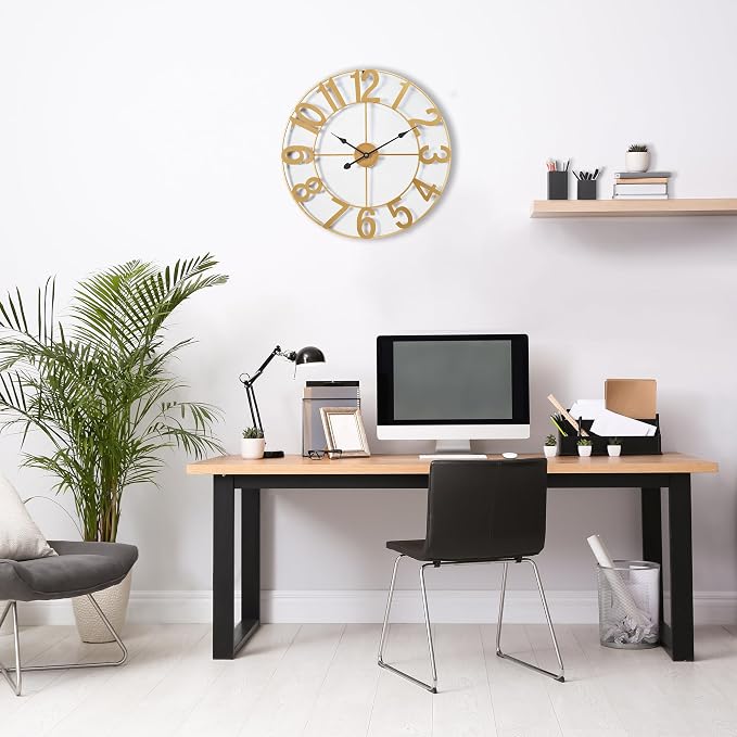 Sorbus Gold Metal Wall Clock - Image 5