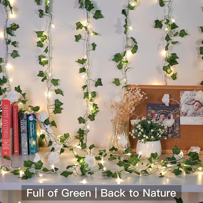 suddus Vine with Fairy Lights Plug in, 33ft 100 LED Ivy String Lights - Image 6
