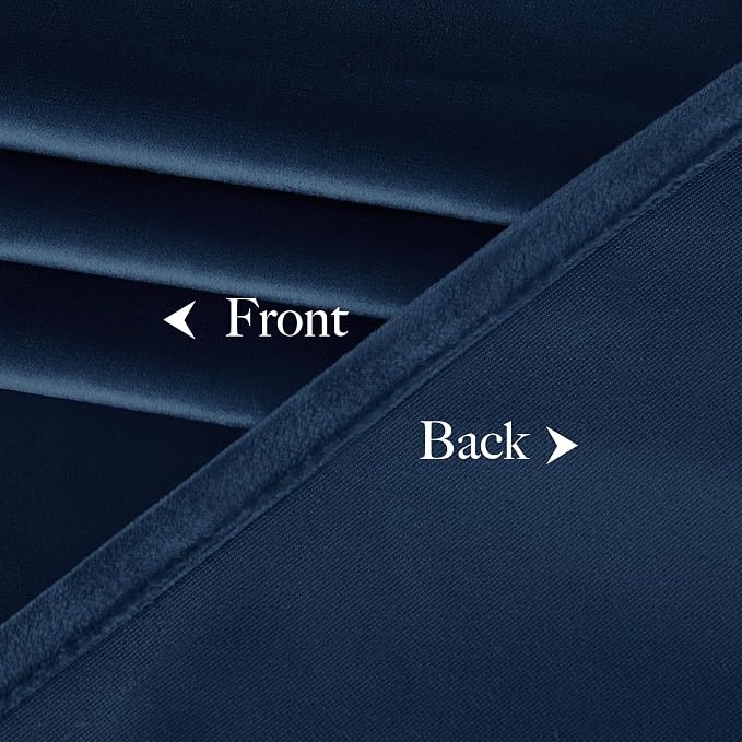 NICETOWN Navy Blue Velvet Blackout Curtains 96 inch Long - Image 5