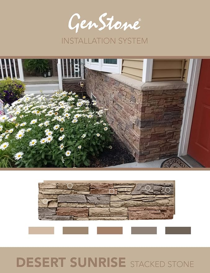 GenStone Faux Stacked Stone Panel 41" x 11.25" in Desert Sunrise Color - Image 5