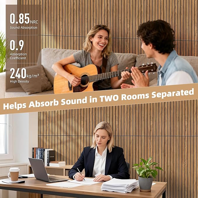TO-TH Wood-Look Sound Panels, 4 Pack 47.2” x 23.6” Soundproof Wall Panels - Image 4