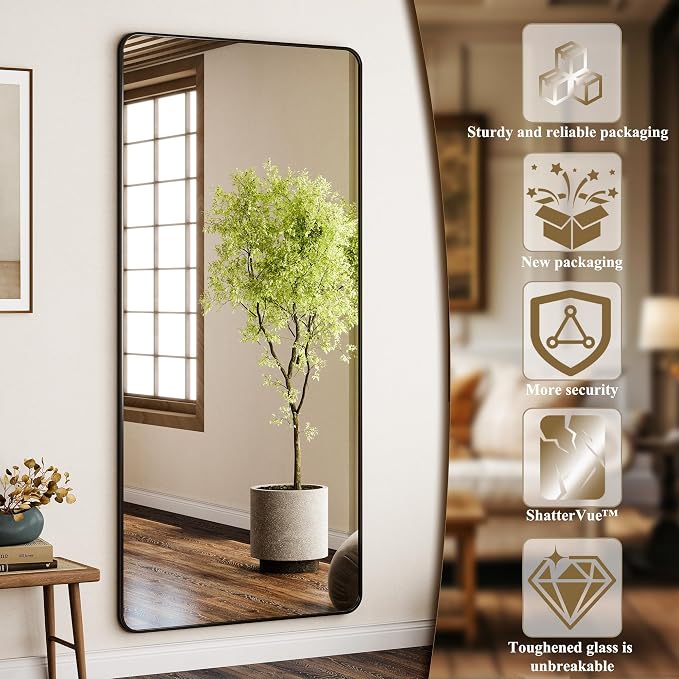 BEAUTYPEAK Black Full Length Mirror, Suitable - Image 3