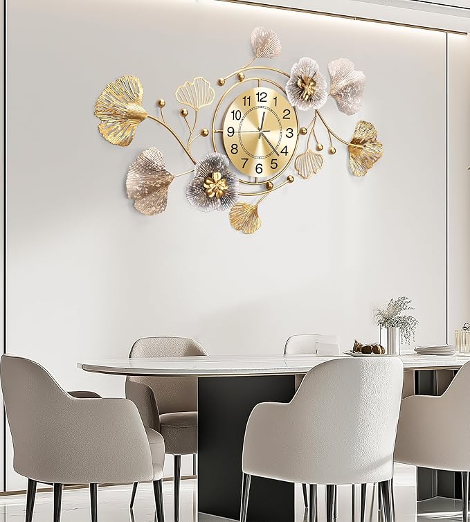 Clocks for Living Room, Large Wall Clock, 3D Silent Wall Clock, Retro Metal - Image 5