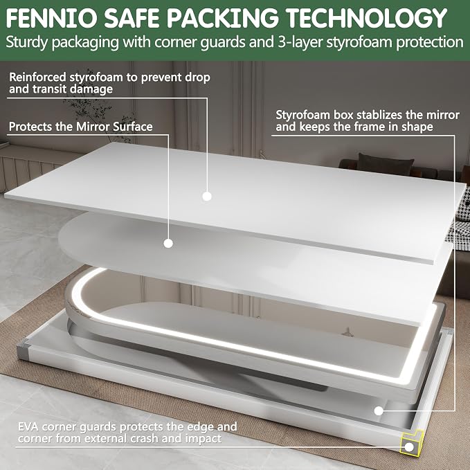 FENNIO Full Length Mirror with Lights, Free Standing Lighted Floor Mirror - Image 7