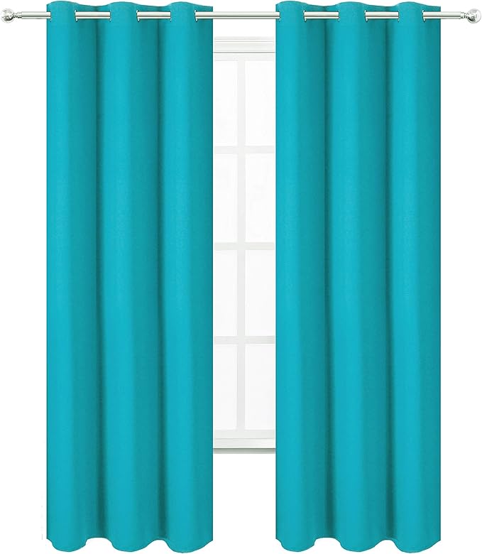 LEMOMO Teal Thermal Blackout Curtains/42 x 95 Inch/Set of 2 Panels Room - Image 2