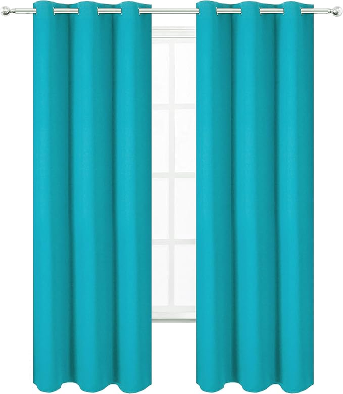 LEMOMO Teal Blackout Curtains/42 x 84 Inch/Set of 2 Panels Thermal Room - Image 2