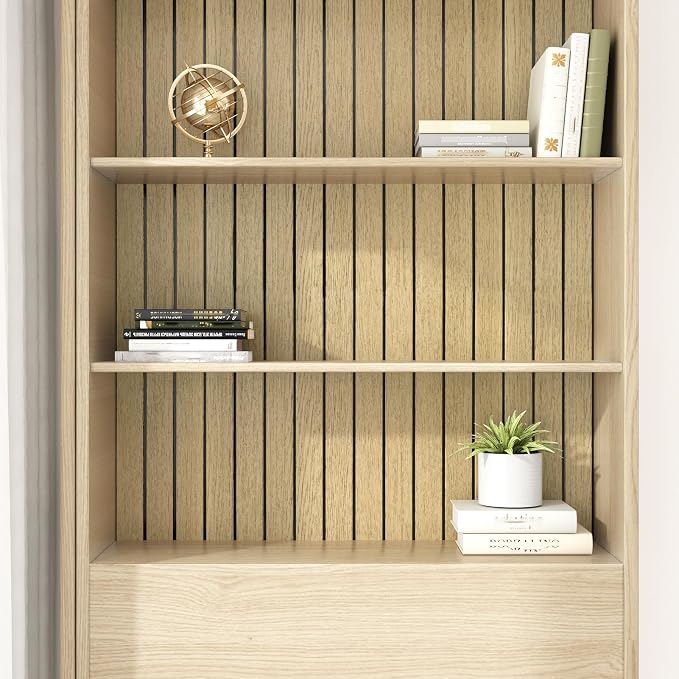 Brown 3D Wood Wall Panels Peel and Stick Fluted Wall Slat Panels 23.6"x197" - Image 8