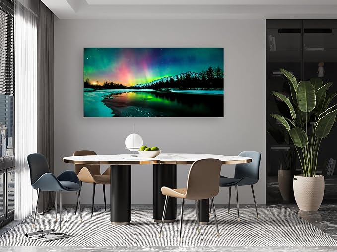 S01962 Wall Art Aurora scenery Painting on Canvas Stretched and Framed Canvas - Image 6