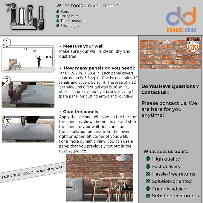 Dundee Deco 3D Wall Panels Faux Brick - Image 9