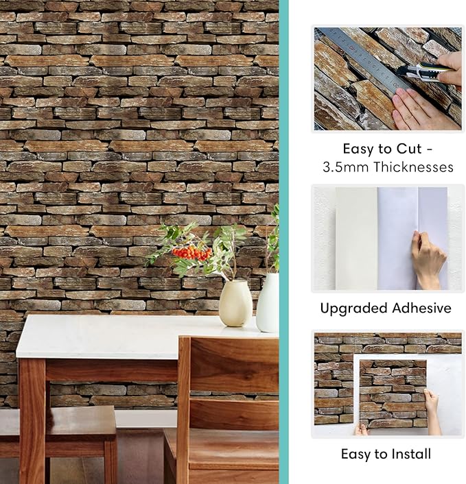 Commomy 3D Faux Stone Peel and Stick Wall Tiles - Image 5