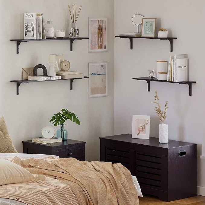 DINZI LVJ Long Wall Shelves, 31.5 Inch Wall Mounted Shelves Set of 2, - Image 7