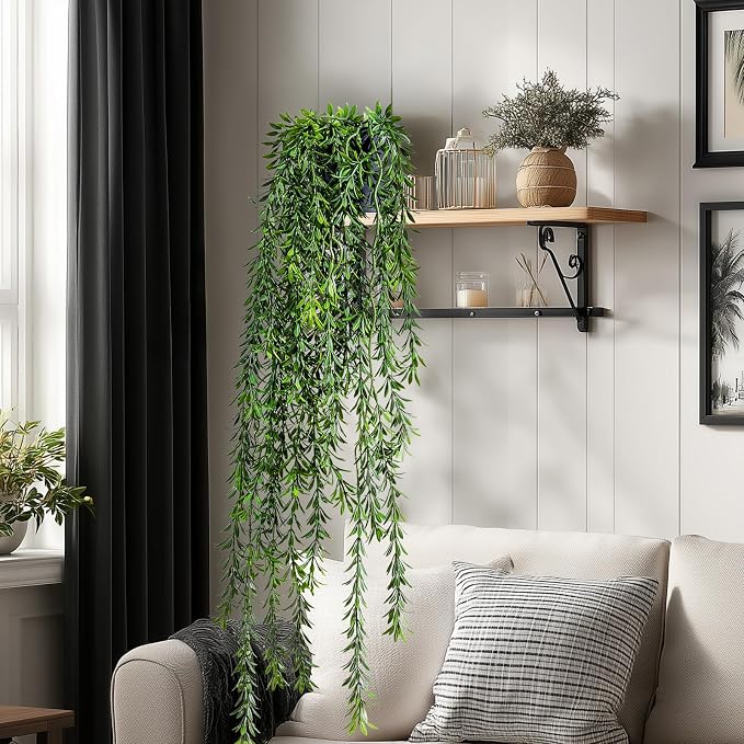 Artificial Hanging Plant 2 Pcs Faux Plant Ivy Vine Faux Eucalyptus Vines Fake - Image 6
