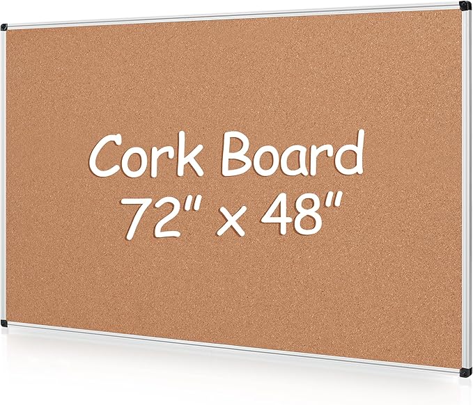 Extra Large Cork Bulletin Board 72" X 48", Wall Mounted Notice Pin Board by Justdowhatyouwanttodo