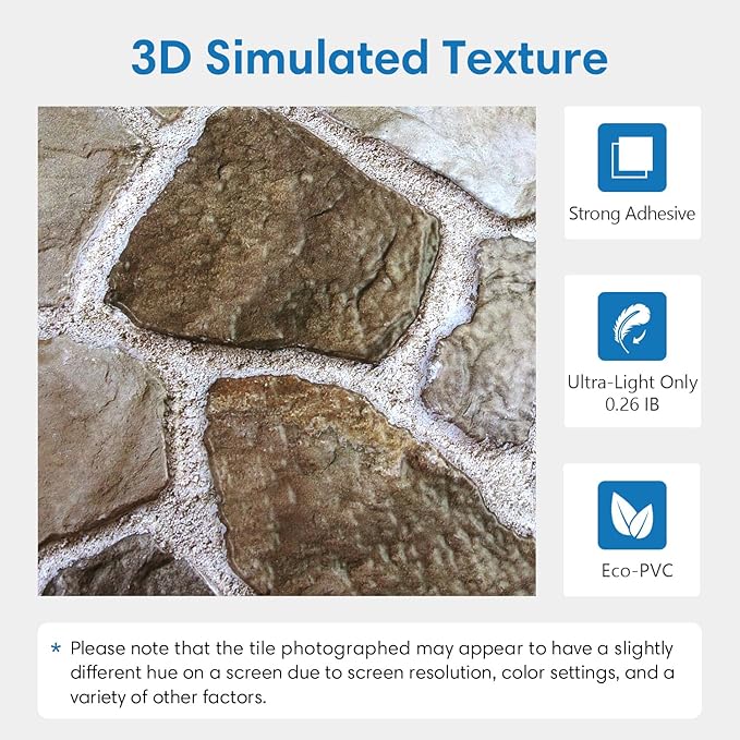 COMSTICKC 3D Faux Stone Wall Panels Peel and Stick, DIY UrltraLight PVC Fake - Image 3