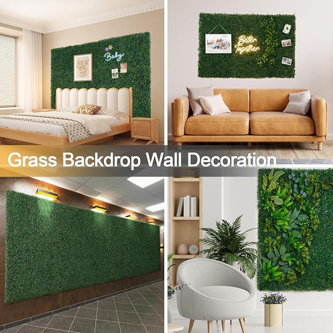 Luyue 6PCS 20”×20” Boxwood Panels, Artificial Grass Wall Panels Fake Greenery - Image 8