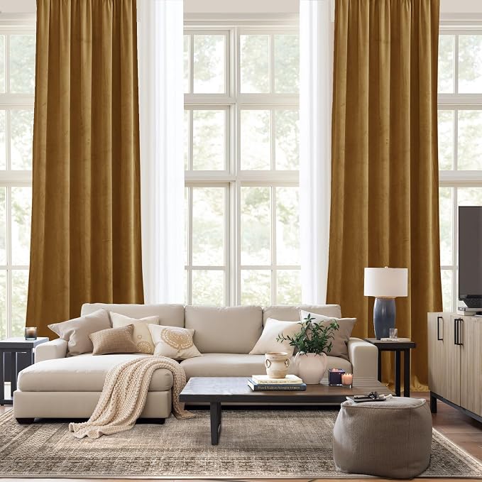 NICETOWN Gold Brown Velvet Curtains, Luxury and Soft Thermal Insulated Velvet - Image 9