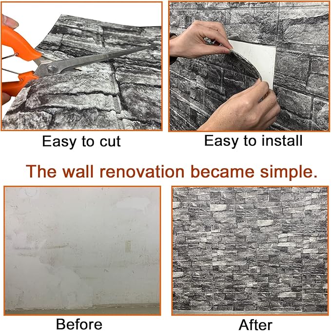 20PCS 3D Wall Panels Peel and Stick 3D Brick Wallpaper Peel and Stick Faux - Image 6