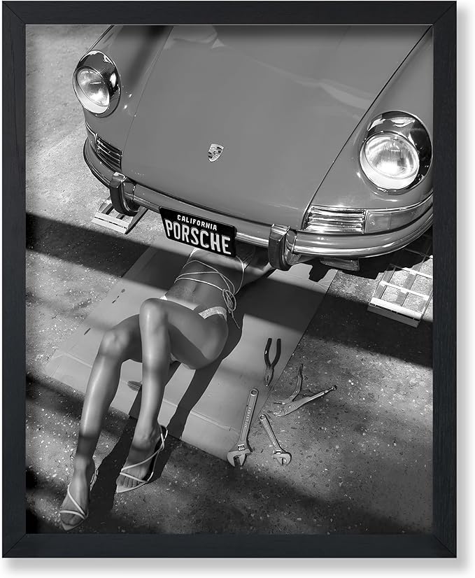 Poster Master Woman Under Classic Car by PosterMaster