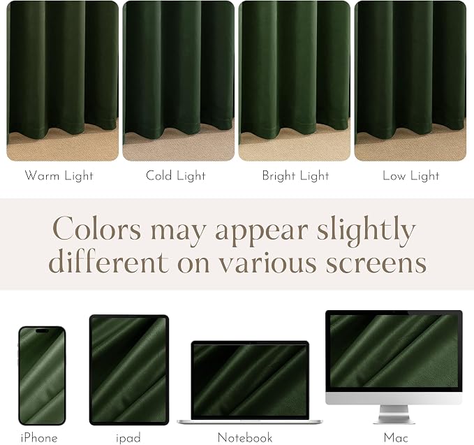 NICETOWN Olive Green 90 inch Long Velvet Curtains - Image 5