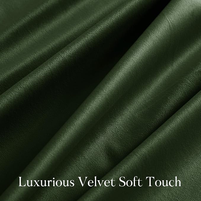 NICETOWN Olive Green Velvet Curtains 96 inch Long - Image 5