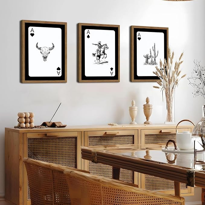 Western Cowboy Wall Art Set of 3 Cowboy Print Playing Card Inspired - Image 6