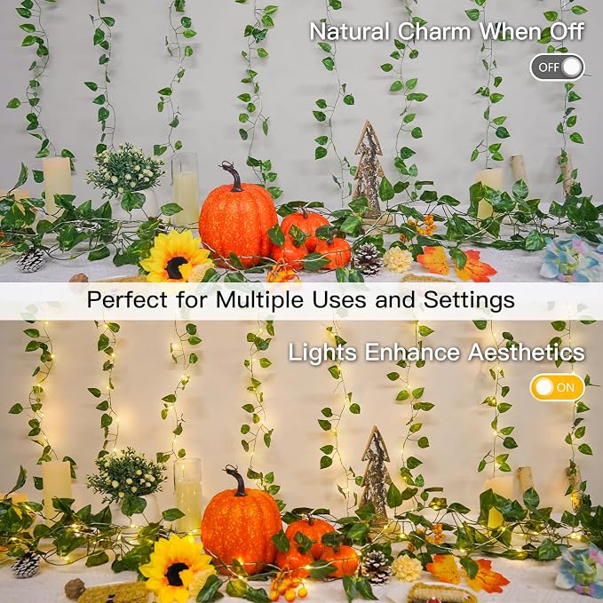 suddus Vines with Lights, 200 LED Fairy Lights with Vines, Pothos Curtain - Image 7