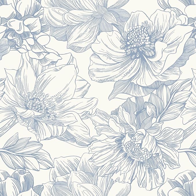 Ismoon Vintage Floral Wallpaper Peel and Stick Beige and Blue Contact Paper by Ismoon