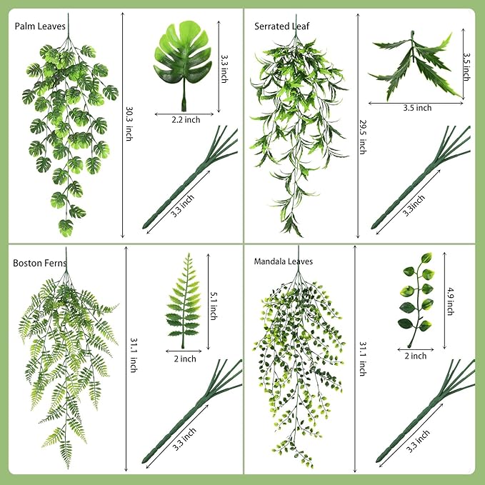 8 Pack Artificial Hanging Plants Fake Greenery Plants Fake lvy Vine - Image 3
