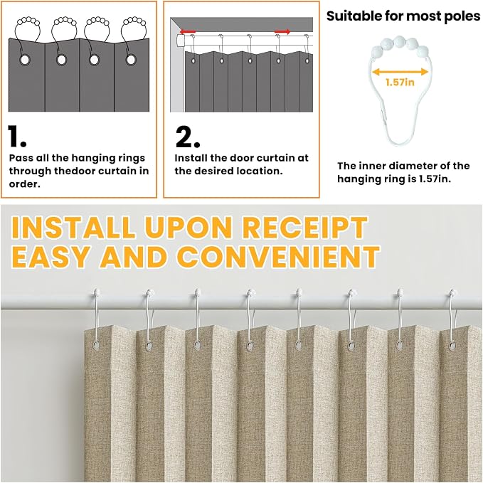 AJAZZ 100% Blackout Folding Door Accordion Door Closet Doors Curtain Invisible - Image 6