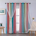 XiDi Curtains for Bedroom Decor, Rainbow Pink-Blue-34-90 by Addsomecolortolife