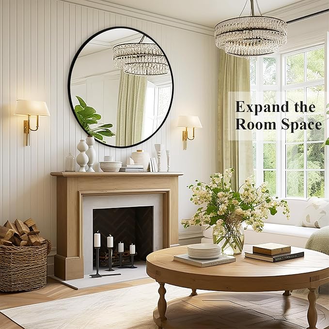 Fabuday Black Round Mirror for Wall 26 inch - Image 5