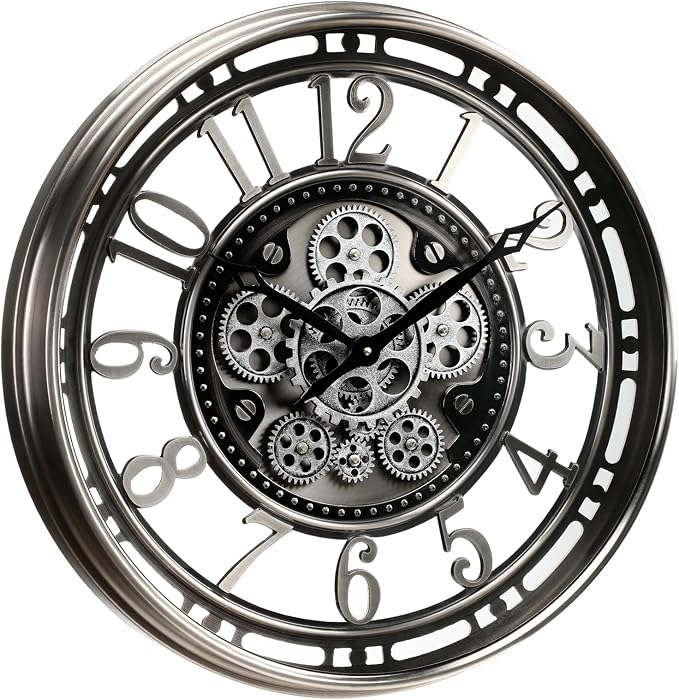 CLXEAST 21 Inch Large Moving Gear Wall Clock, Industrial Steampunk Decor - Image 9