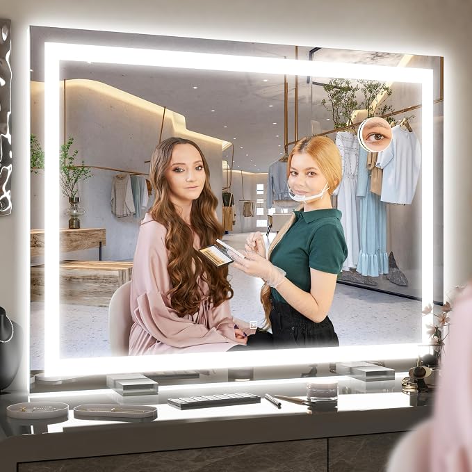 ROLOVE 40x28 Inch Lighted Vanity Mirror, 3-Color Lighting & Dimmable Modes - Image 7