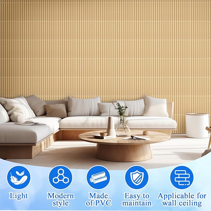 Nuanchu 32 Pcs 3D Slat Wall Panels, Paintable Waterproof Textured Tiles - Image 4