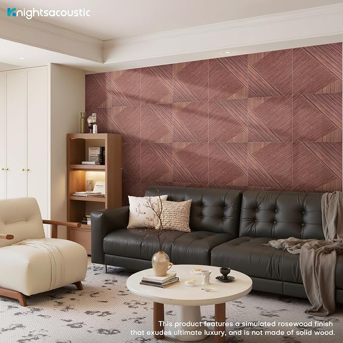 8Pack Acoustic Wall Panels, Wood-Pattern Art Sound Proof Foam Panels - Image 3