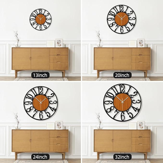 Maxstar Round Wall Clock for Living Room Decor Battery Operated Non Ticking - Image 3
