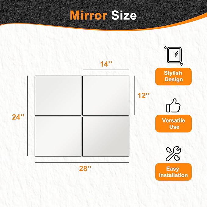 Delma Glass Full Length Wall Mirror Tiles, Frameless Body Tiles - Image 4