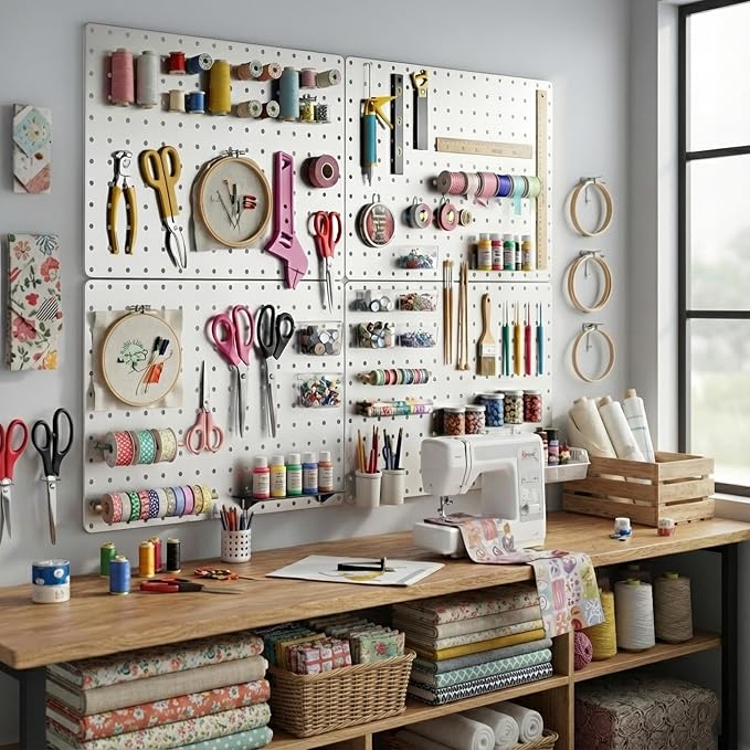 Peg Board, Includes 4 Pack White Peg Board Panels - Image 2